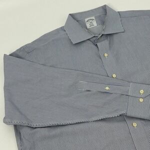Brooks Brothers Regent Non Iron Dress Shirt Mens 17 1/2 Blue White Stripes